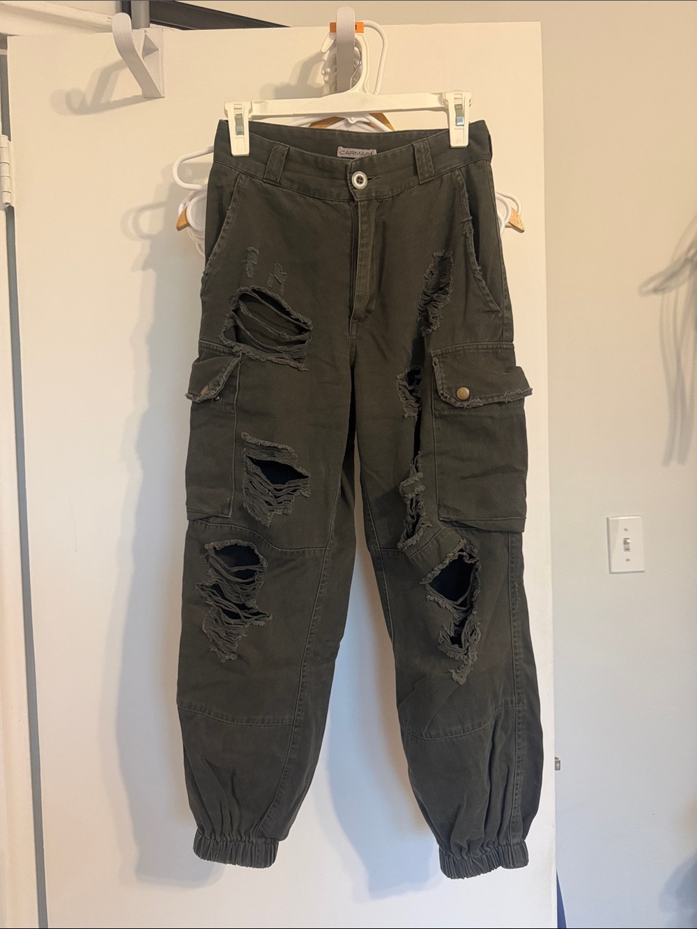 Carmar Olive Distressed Cargo Jogger Pants from LF stores